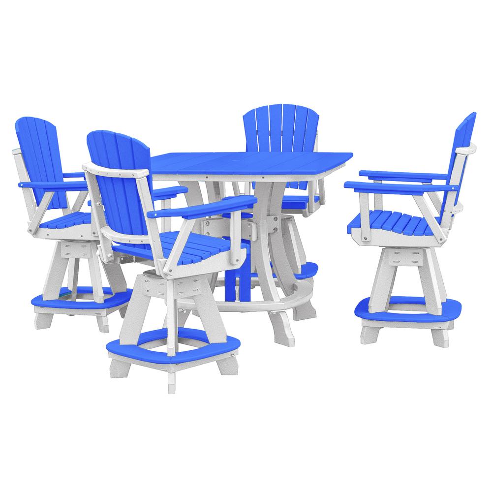 OS Home and Office Model CS130BW-K Five Piece Square Counter Height Dining Set in Blue on a White Base. Picture 2