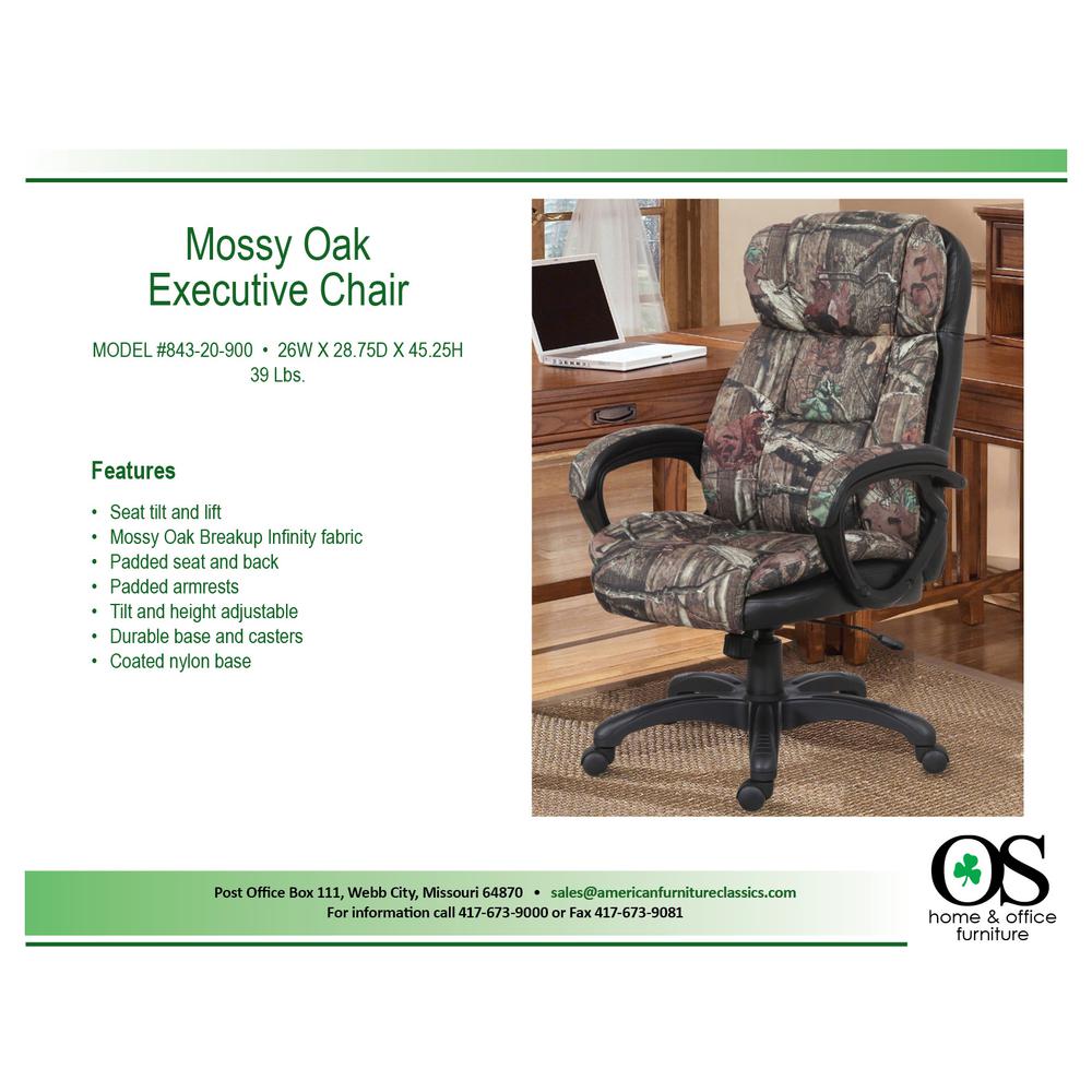 Mossy Oak Executive Chair 843-20-900 with Arms and Rocking and Height Adjustment. Picture 5