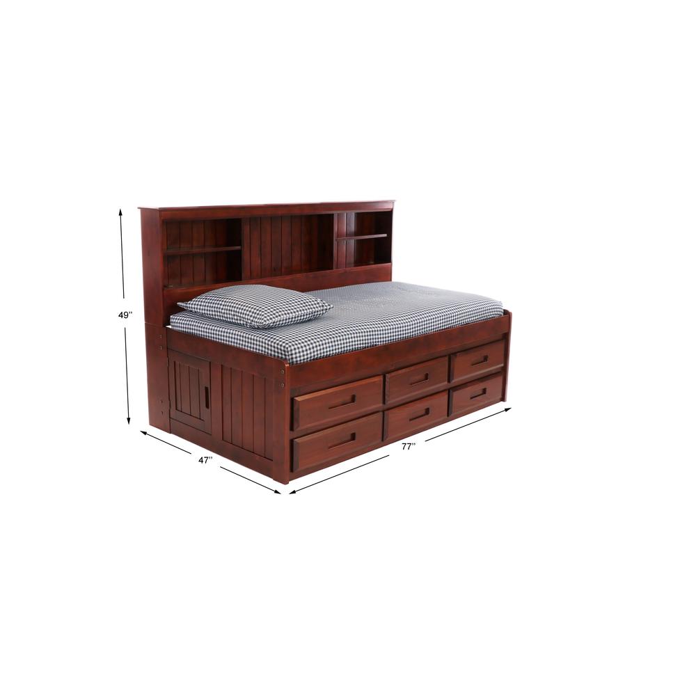 OS Home and Office Furniture Model 2822-K6-KD, Solid Pine Twin Daybed with Six Sturdy Drawers in Rich Merlot. Picture 3
