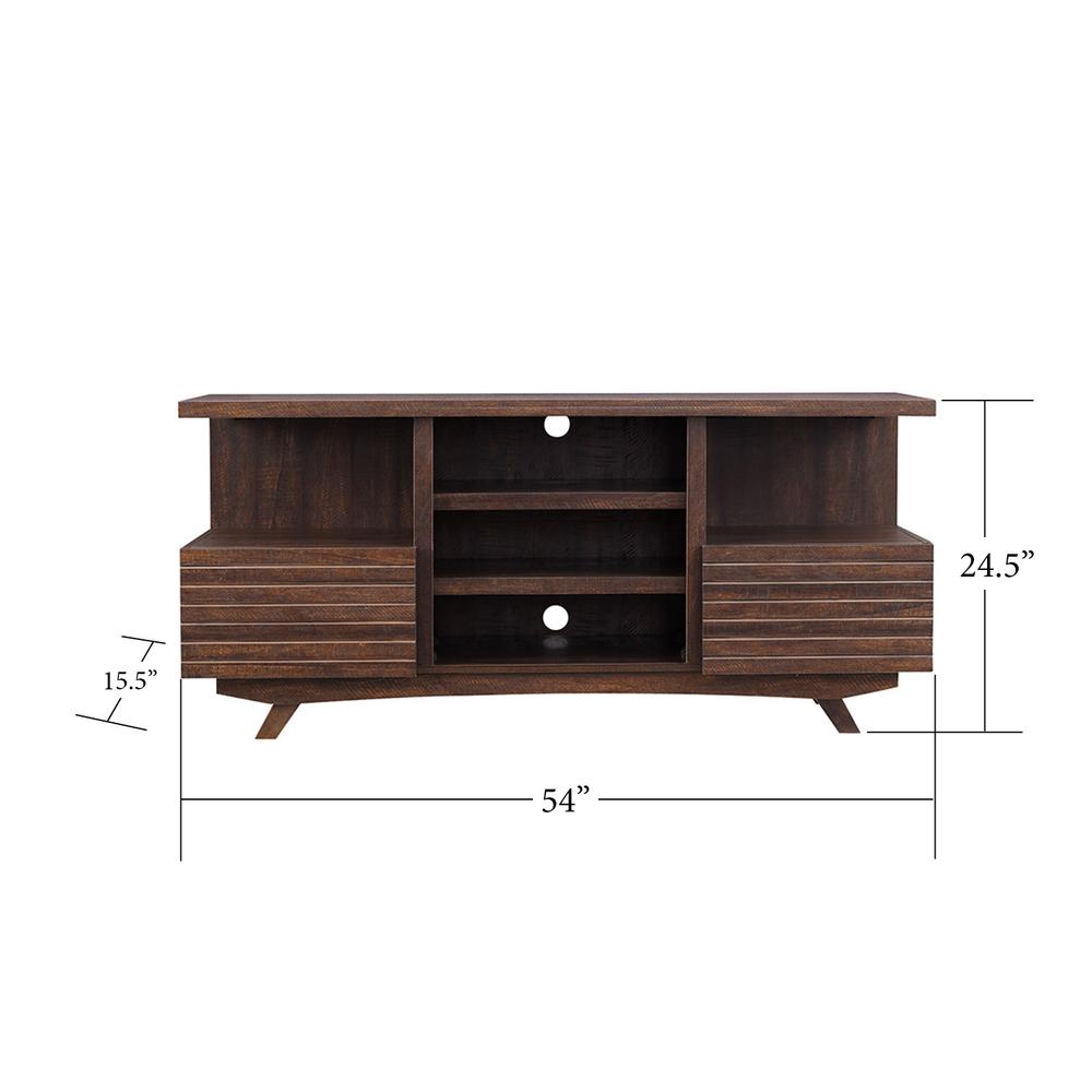 OS Home Model 6555 Mid Century Media Console in Rough Sawn Cherry Finish. Picture 3