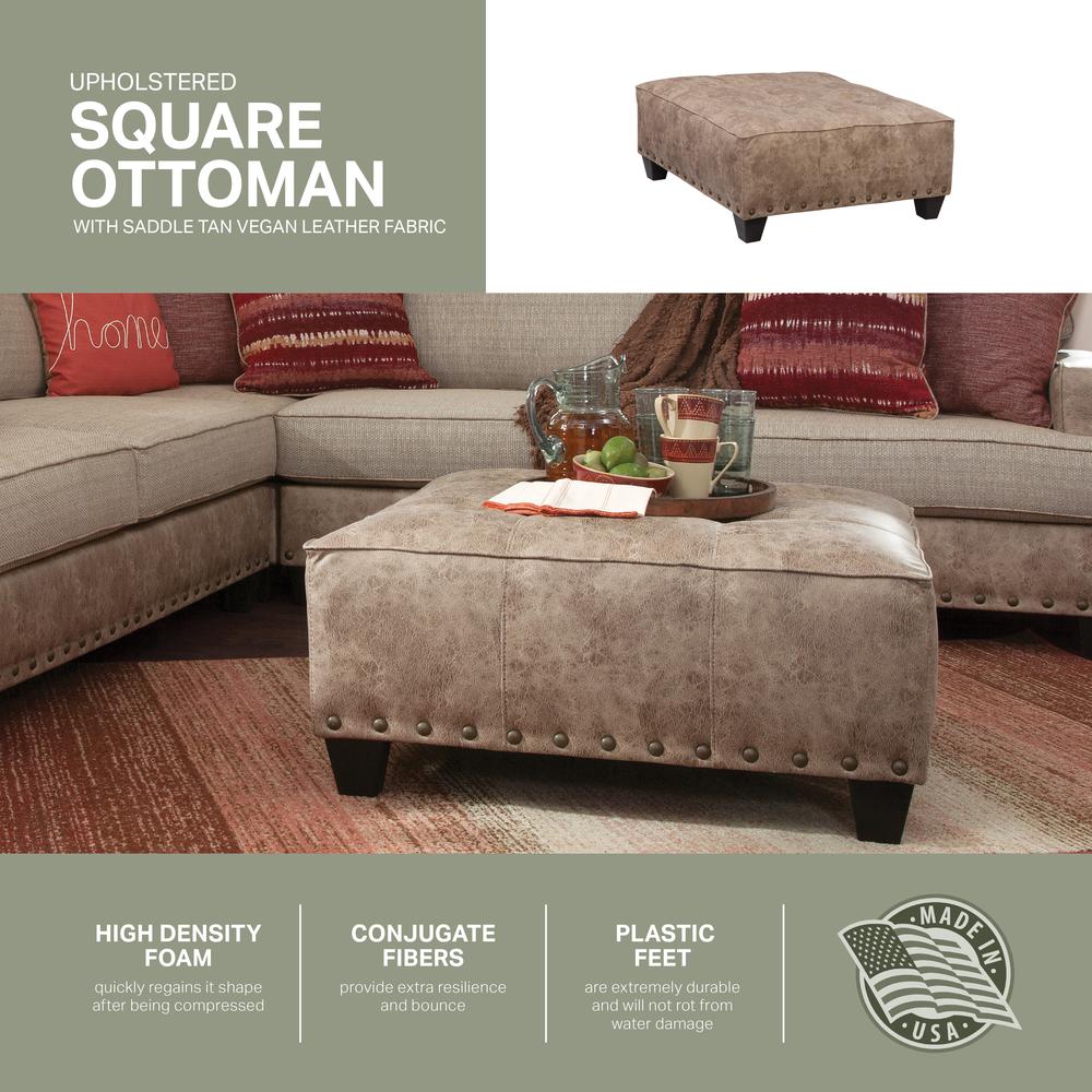 Transitional Brown Square Upholstered Ottoman. Picture 7