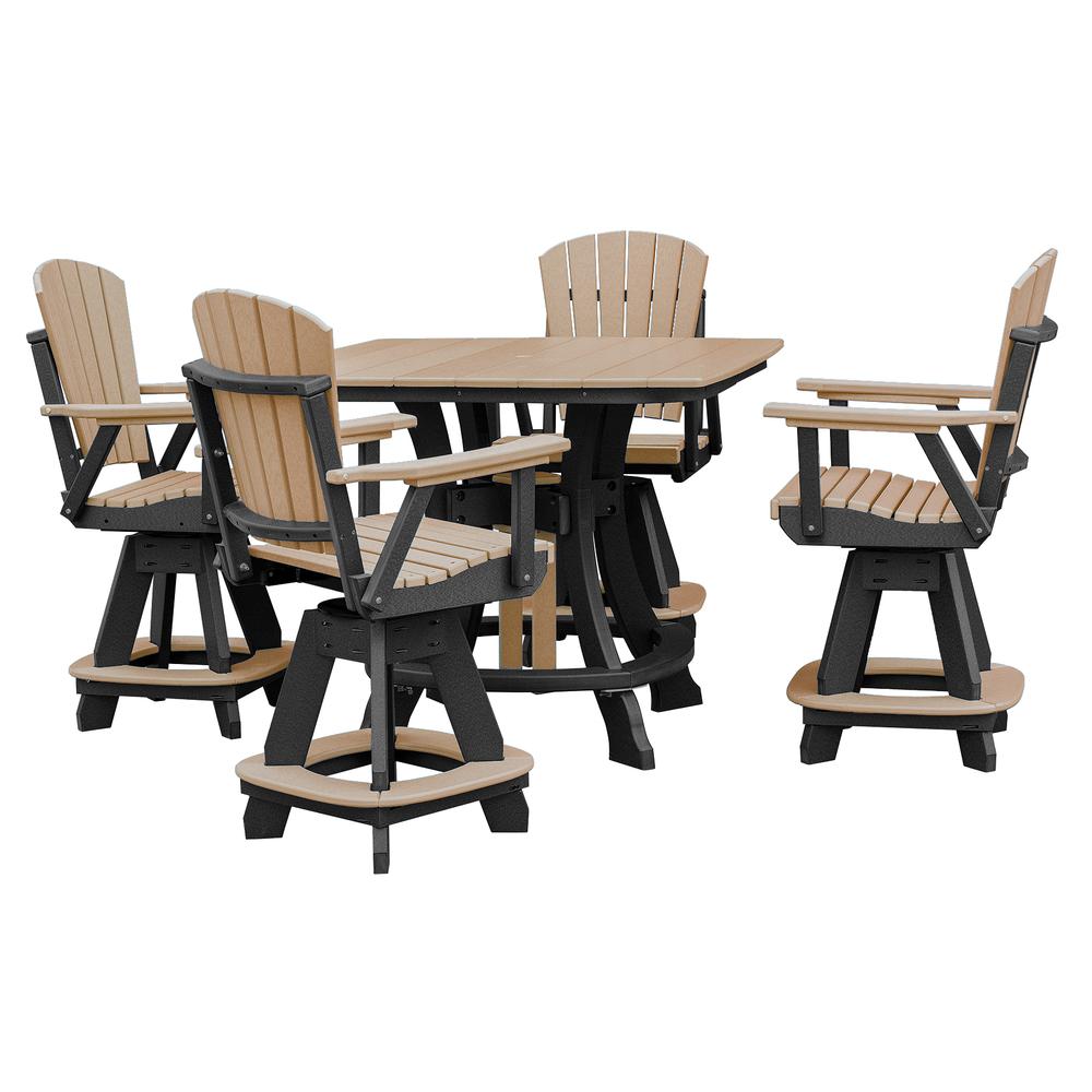 OS Home and Office Model CS130CBK-K Five Piece Square Counter Height Dining Set in Cedar on a Black Base. Picture 2