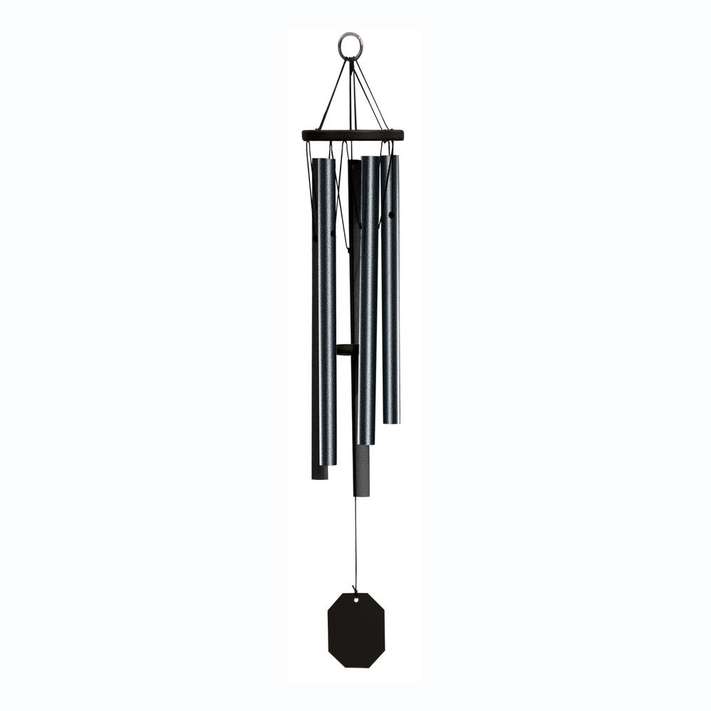 Wind Chime made with powder coated Aluminum tubes in Textured Black. Picture 1