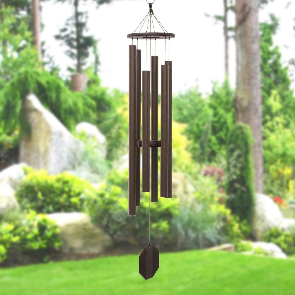 Wind Chime made with powder coated Aluminum tubes in Textured Copper. Picture 5