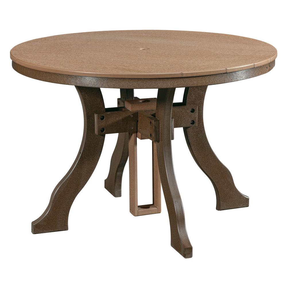 Dining Height Round Table in Cedar with a Tudor Brown Base. Picture 1