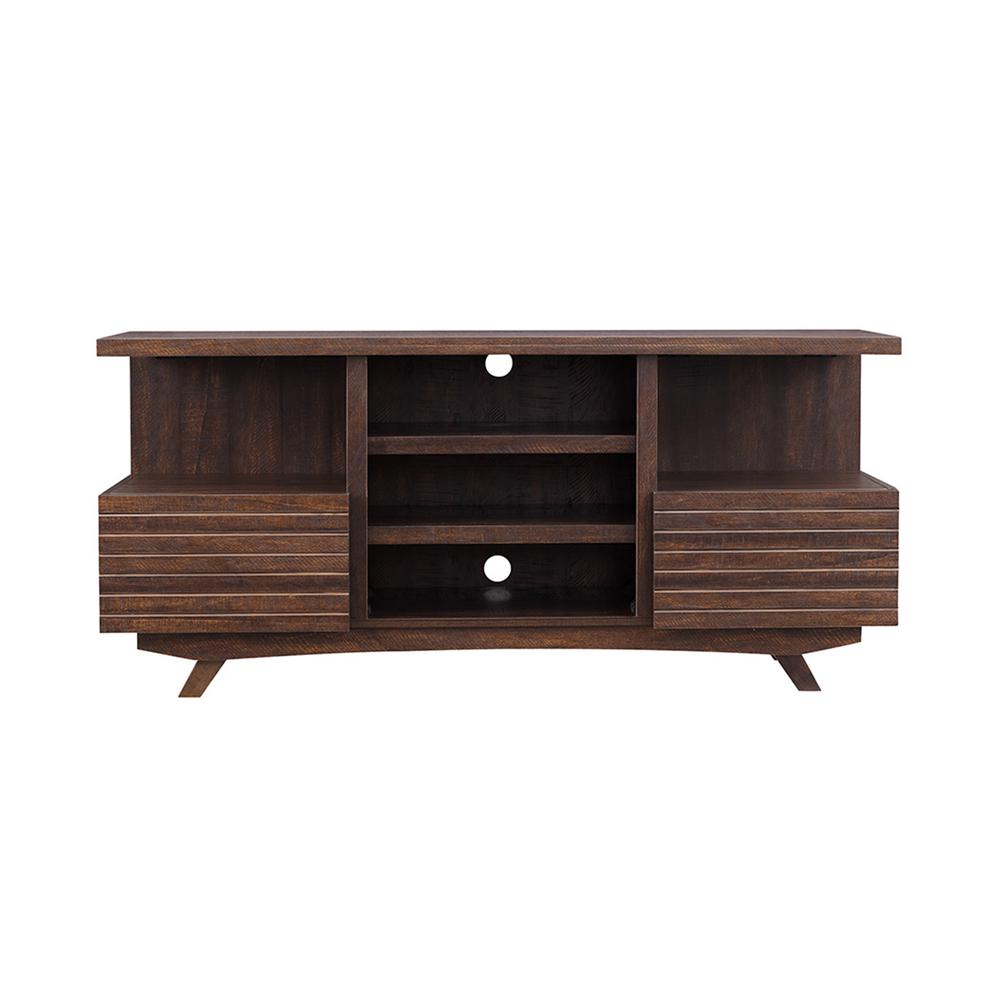 OS Home Model 6555 Mid Century Media Console in Rough Sawn Cherry Finish. Picture 2
