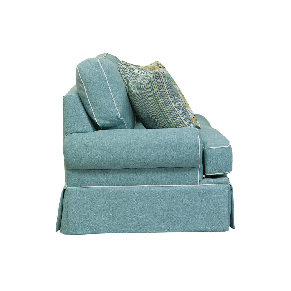 American Furniture Classics Coastal Aqua Sofa with Four Accent Pillows. Picture 2