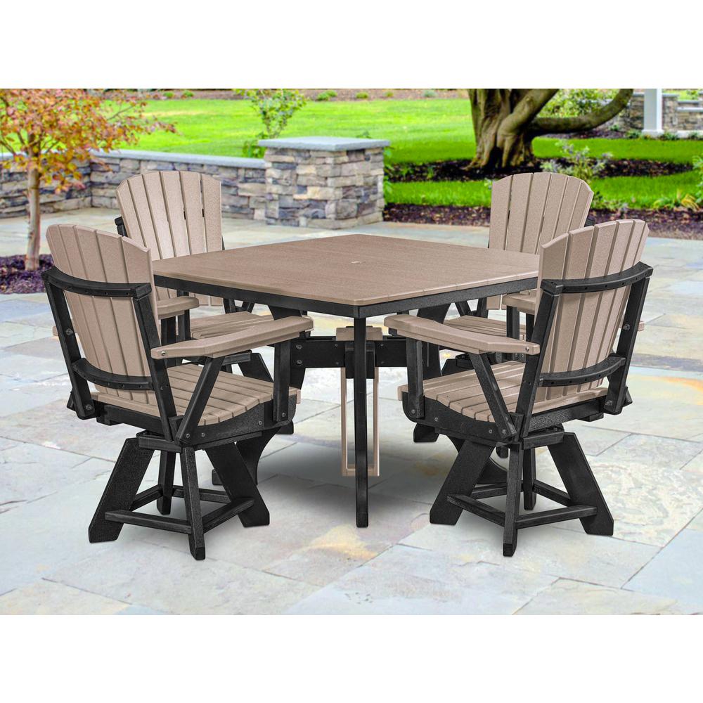 Five Piece Square Dining Height Dining Set in Weatherwood with a Black Base. Picture 4