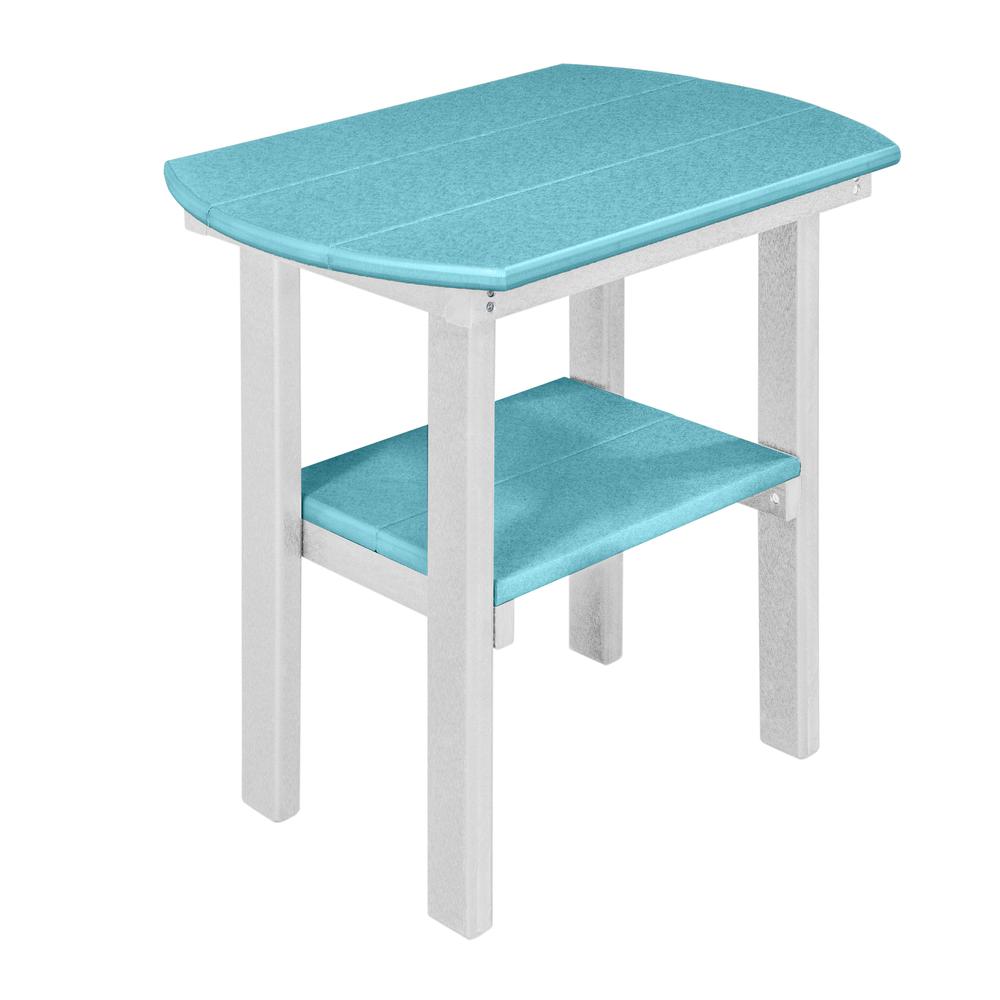 OS Home and Office Model 525ARW Oval End Table in Aruba Blue with a White Base, Made in the USA. Picture 2