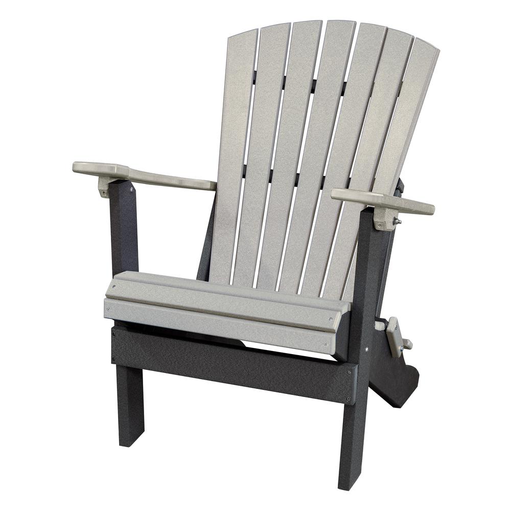 Fan Back Folding Adirondack Chair Made in the USA- Light Gray, Black. The main picture.