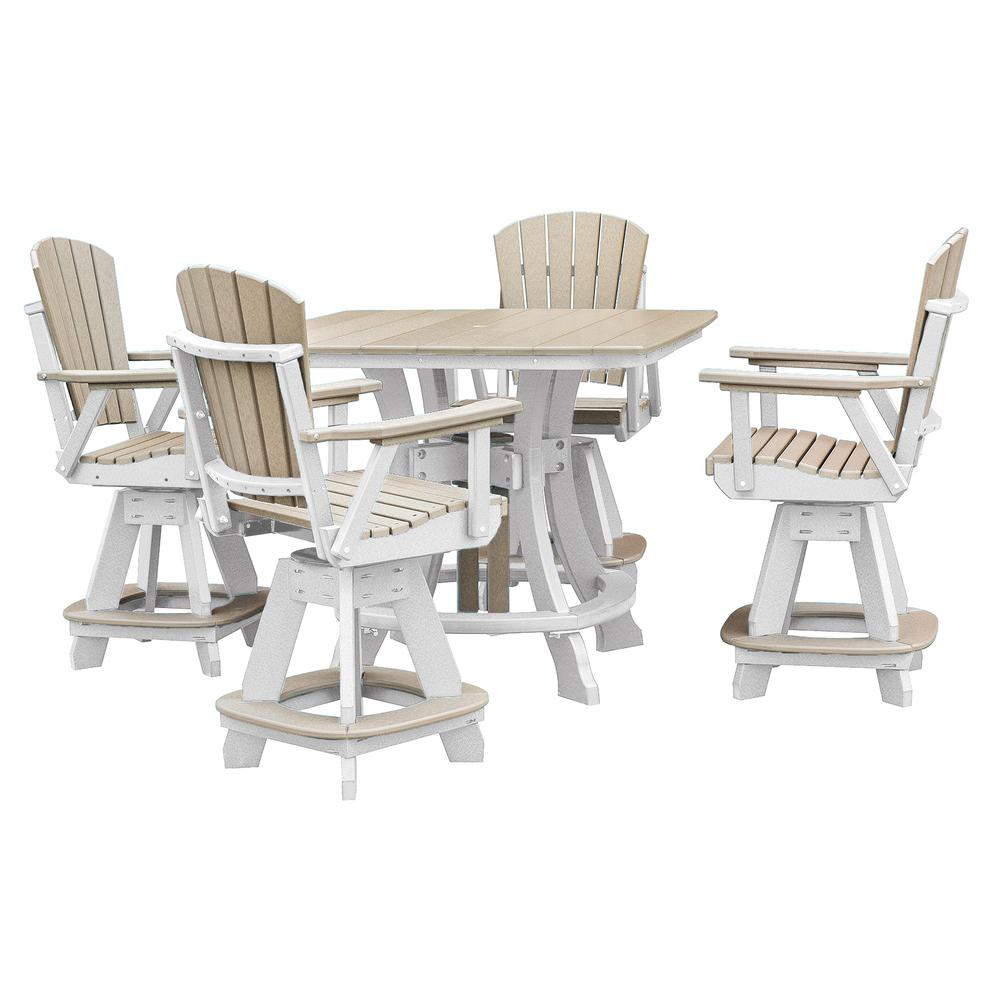 OS Home and Office Model CS130WWWT-K Five Piece Square Counter Height Dining Set in Weatherwood on a White Base. Picture 2