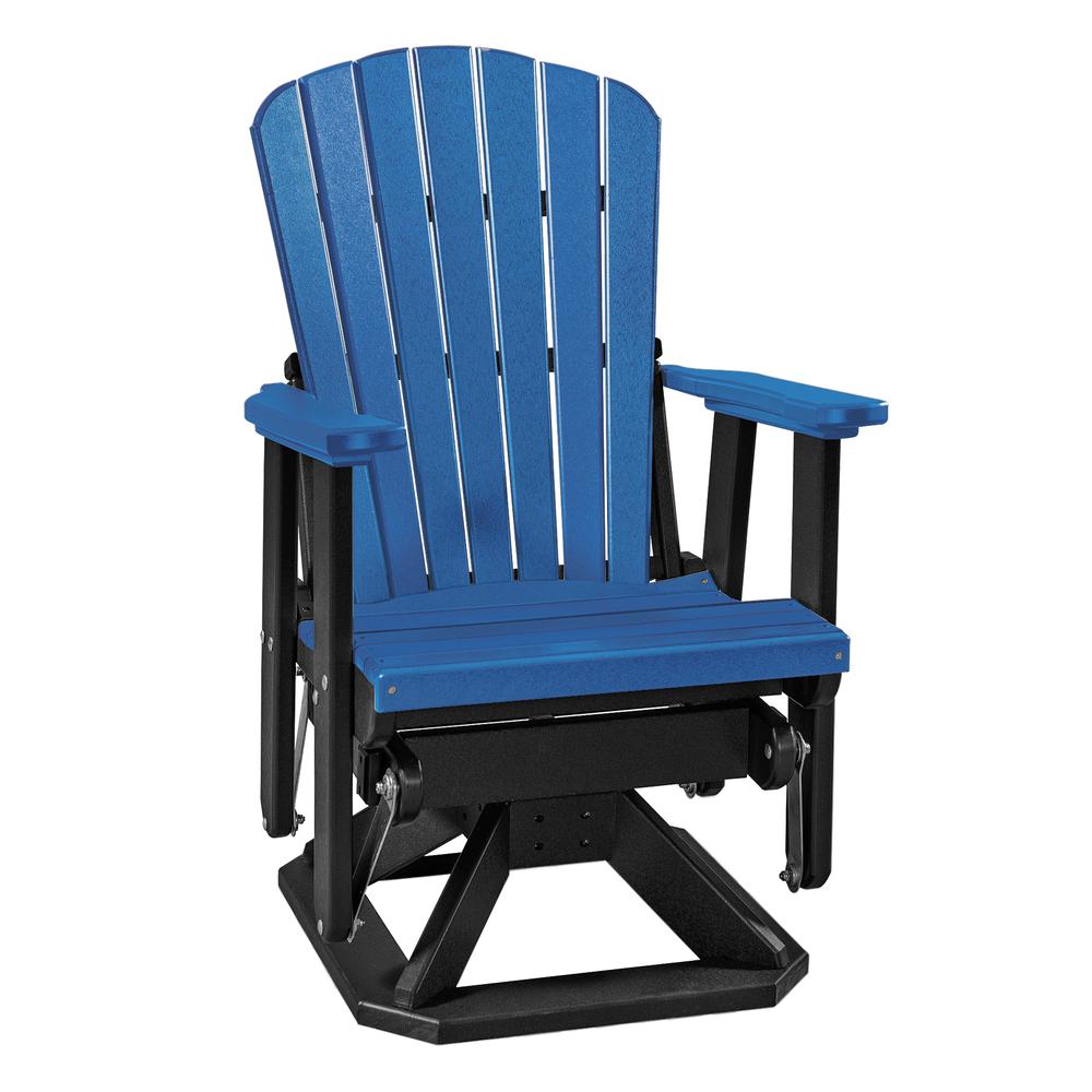 OS Home and Office Model 510BBK Fan Back Swivel Glider in Blue with a Black Base, Made in the USA. Picture 2