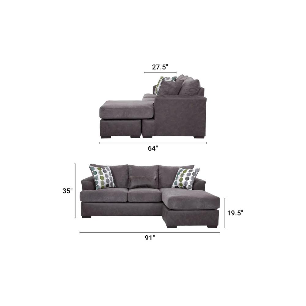 American Furniture Classics Sofa with Chaise - Dark Gray/Dark Charcoal. Picture 5