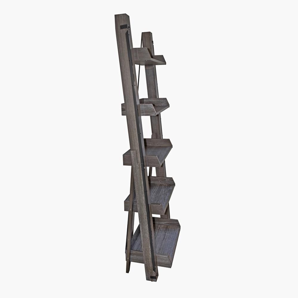 Industrial Open Ladder Bookcase in Washed Driftwood Finish. Picture 6