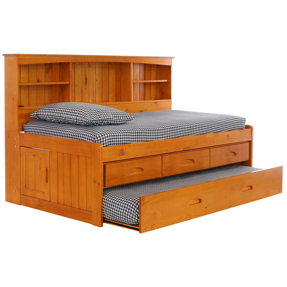 Solid Pine Full Sized Captains Bookcase Bed with 12 spacious underbed drawers. Picture 1