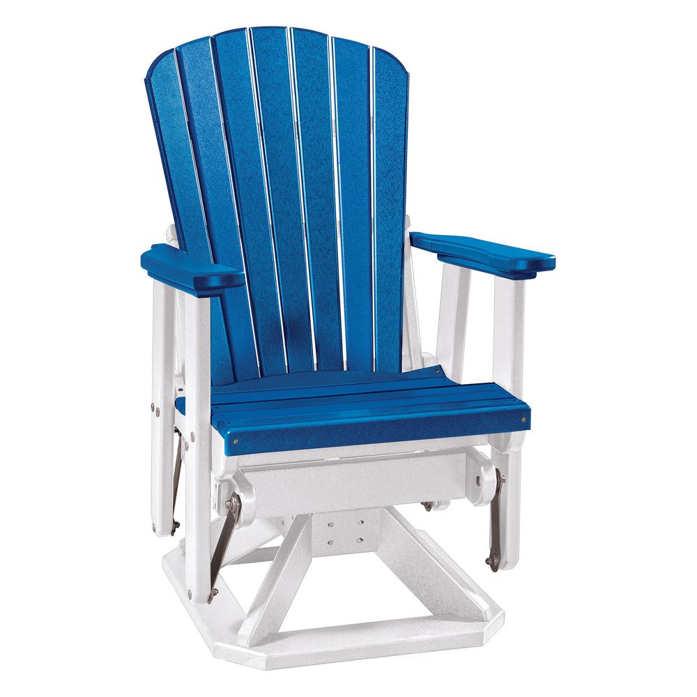 Fan Back Swivel Glider in Blue and White. Picture 1