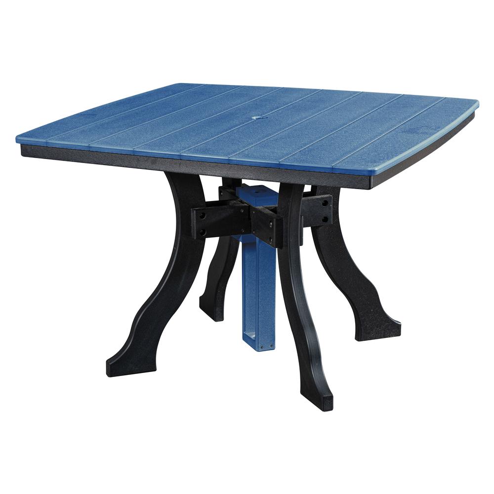 Dining Height Square Table in Blue with a Black Base. Picture 1