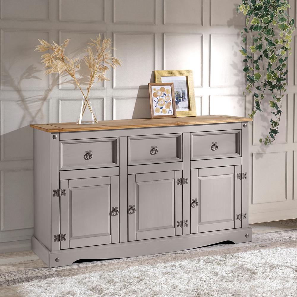 Model COG388 Cottage Series Wood Buffet Sideboard in Corona Gray. Picture 7