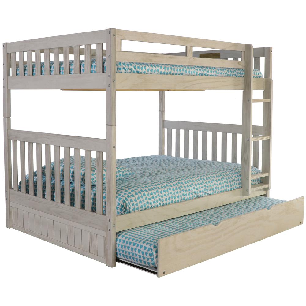 American Furniture Classics Model 85215-TRUN-KD Full over Full Bunkbed with Twin Sized Trundle in Light Ash. Picture 2