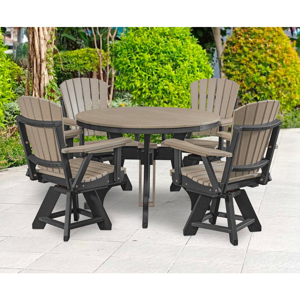 Five Piece Round Dining Height Dining Set in Weatherwood with a Black Base. Picture 4