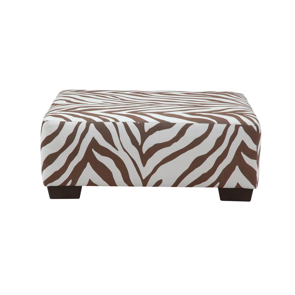 Square Arm Series Brown and White Zebra Upholstered Ottoman. Picture 2