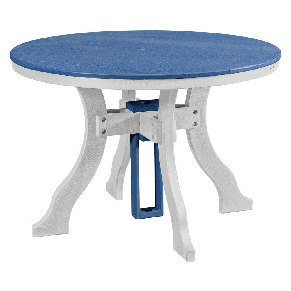 Dining Height Round Table in Blue with a White Base. Picture 1