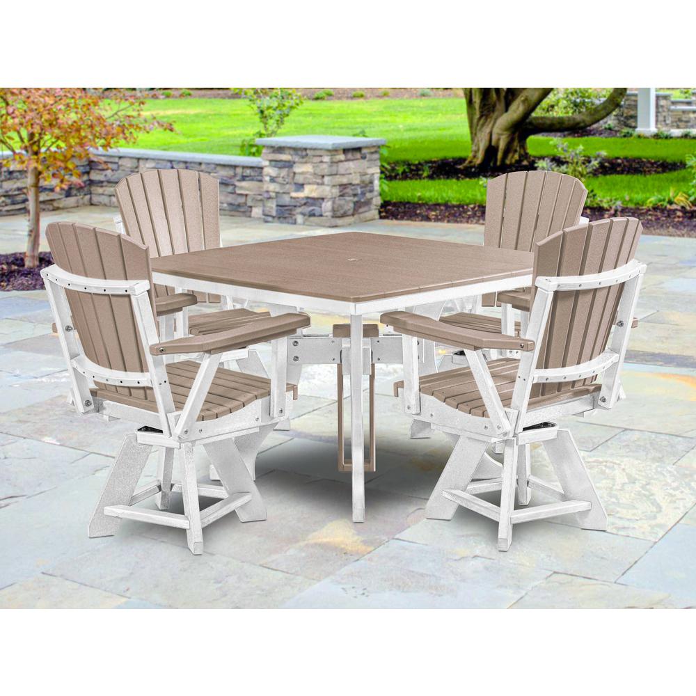 Five Piece Square Dining Height Dining Set in Weatherwood with a White Base. Picture 4