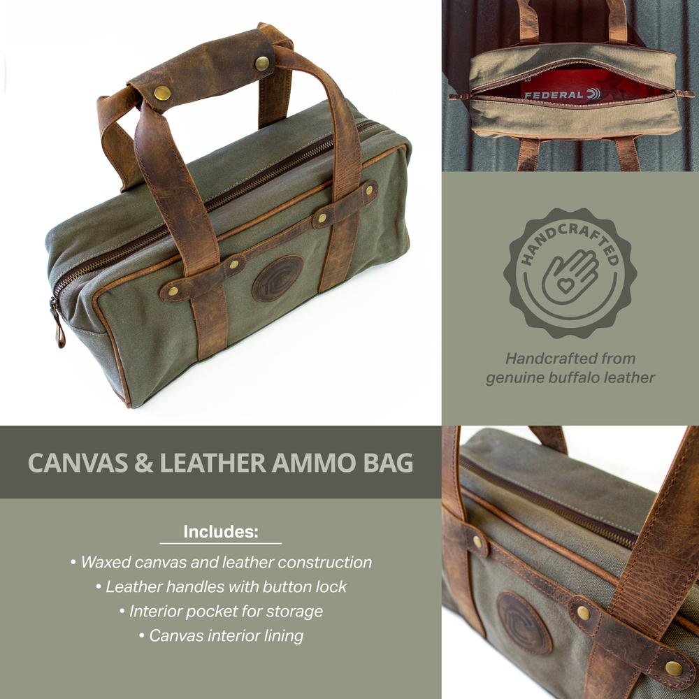 Canvas and Leather Ammo Bag. Picture 4