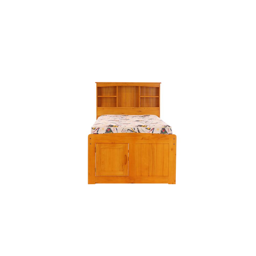 OS Home and Office Furniture Model 82120K6-22 Solid Pine Twin Captains Bookcase Bed with 6 drawers in Warm Honey. Picture 5