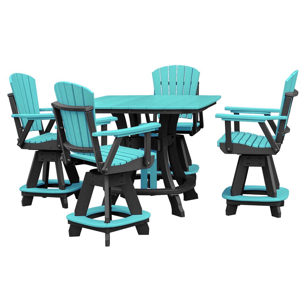 OS Home and Office Model CS130ARB-K Five Piece Square Counter Height Dining Set in Aruba Blue on a Black Base. Picture 1