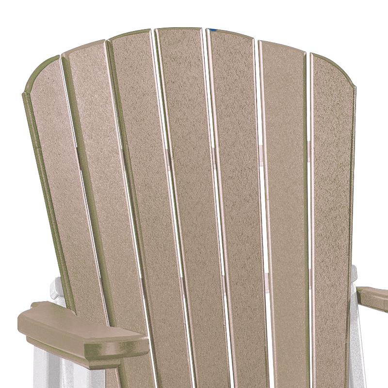 OS Home and Office Model 516WWWT Fan Back Balcony Glider in Weatherwood with a White Base, Made in the USA. Picture 5