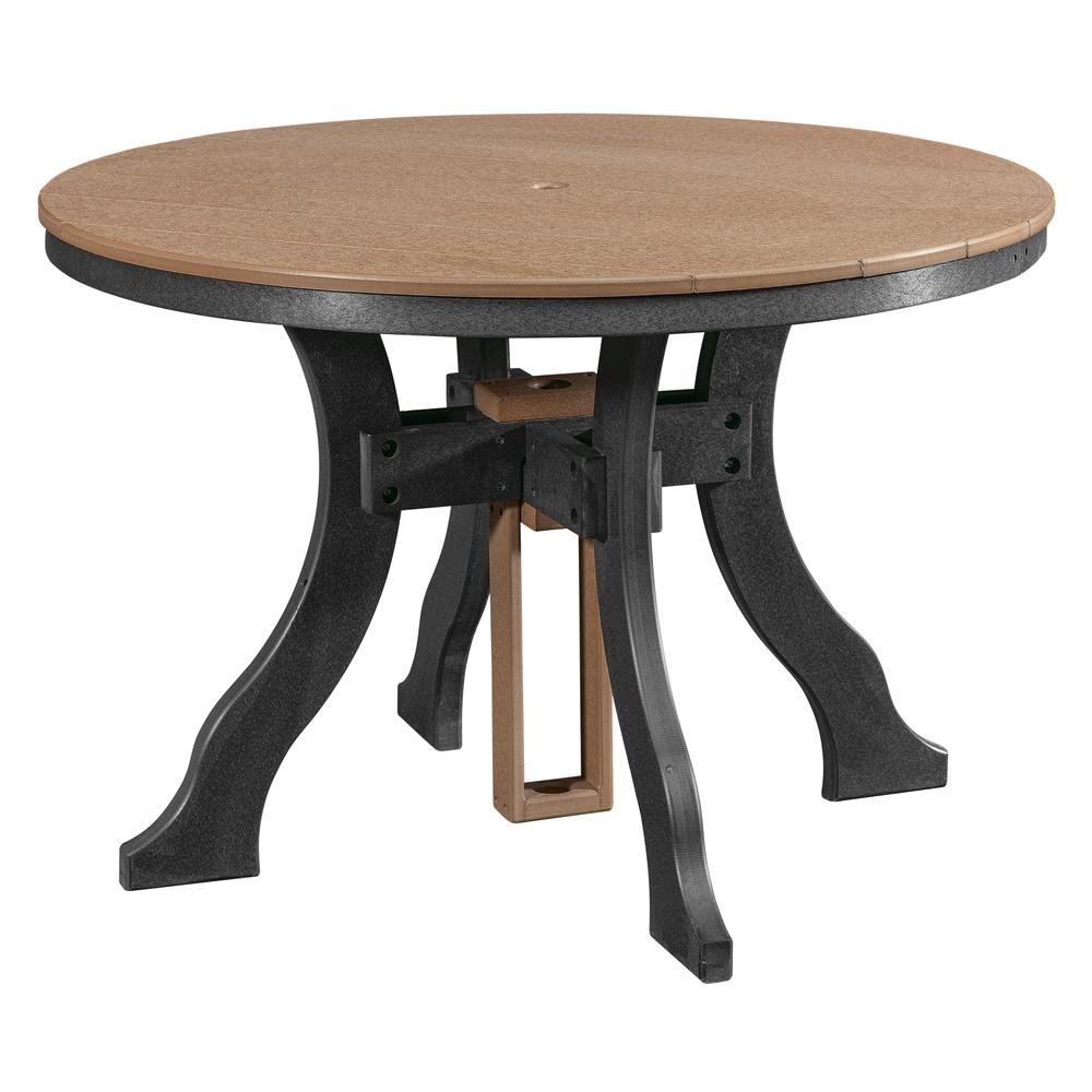 Dining Height Round Table in Cedar with a Black Base. Picture 1