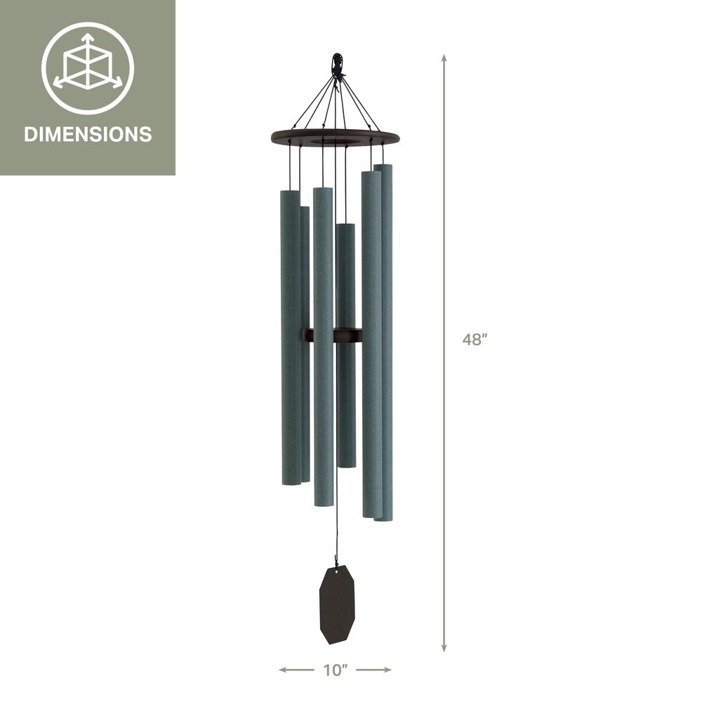 Wind Chime made with powder coated Aluminum tubes in Jade. Picture 2
