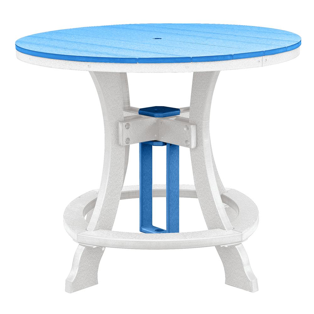 OS Home and Office Model 44R-C-BW Counter Height Round Table in Blue with White Base. Picture 1