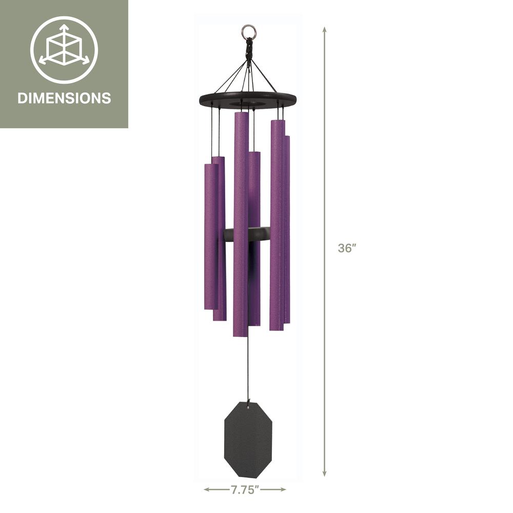 Wind Chime made with powder coated Aluminum tubes in Mayo Purple. Picture 2