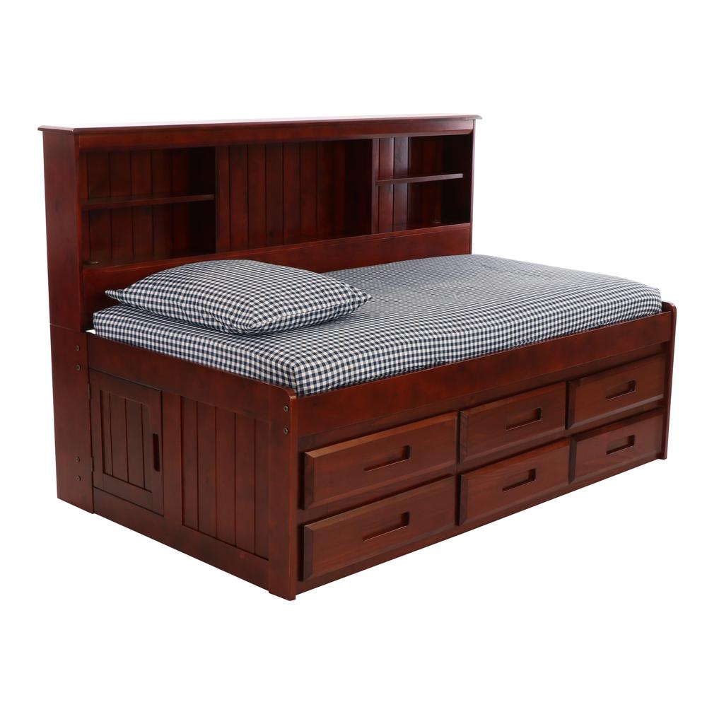 OS Home and Office Furniture Model 2822-K6-KD, Solid Pine Twin Daybed with Six Sturdy Drawers in Rich Merlot. Picture 1