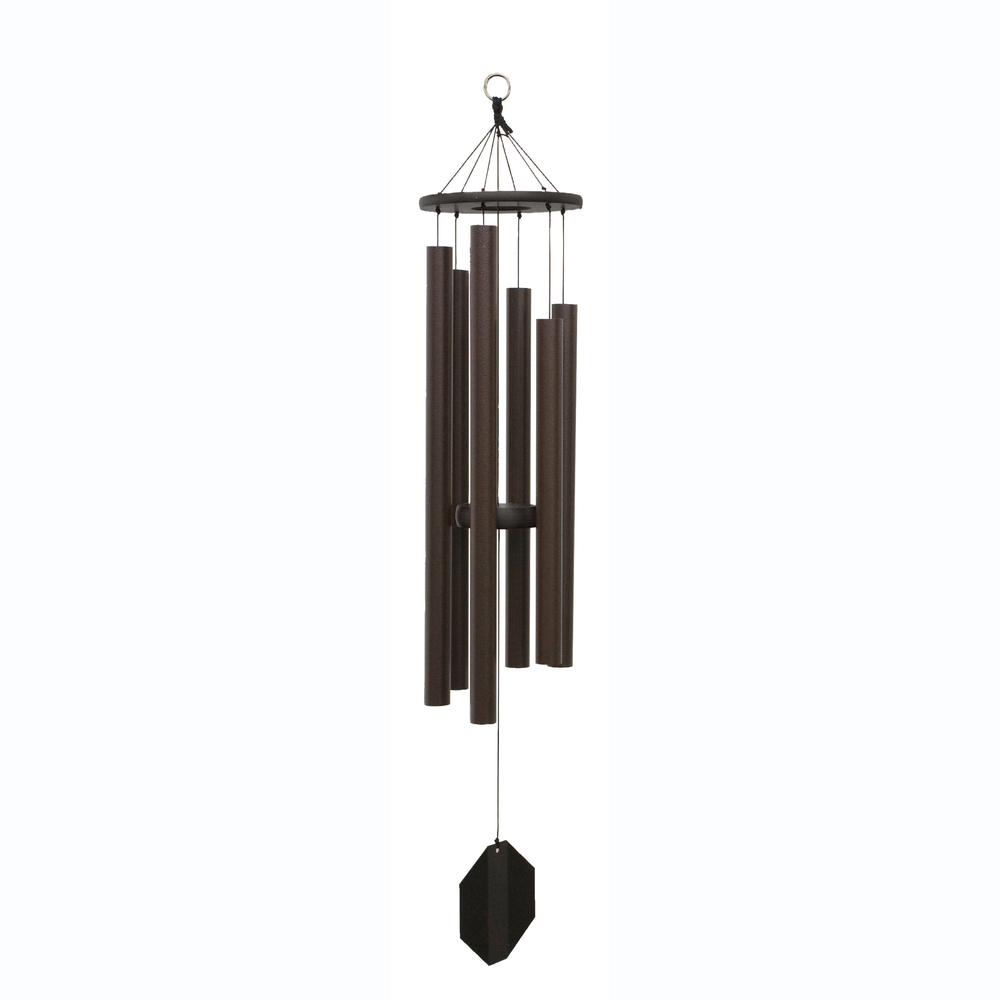 Wind Chime made with powder coated Aluminum tubes in Textured Copper. Picture 1