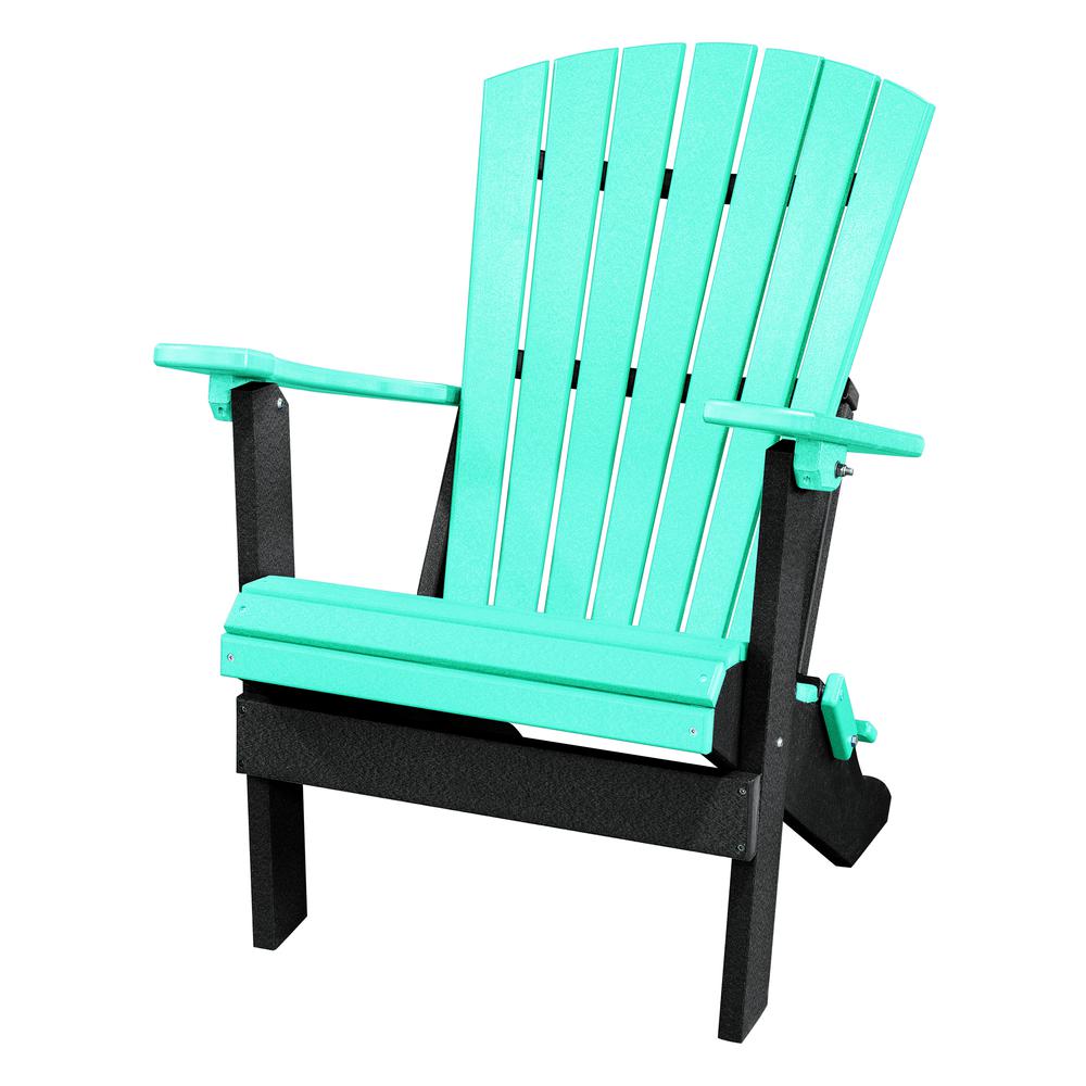 Fan Back Folding Adirondack Chair Made in the USA- Aruba, Black. Picture 1
