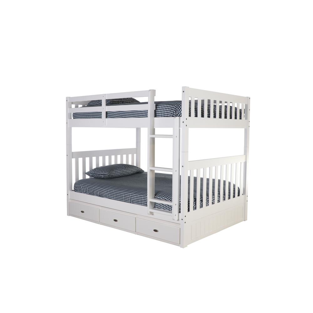 OS Home and Office Furniture Model 80215K3-22 Full over Full Bunk Bed with Three Drawers in Casual White. Picture 4