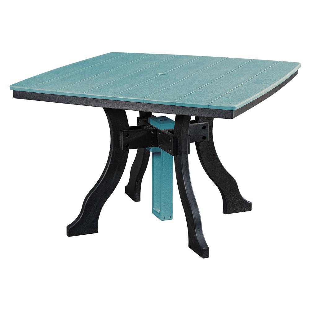 Dining Height Square Table in Aruba Blue with a Black Base. Picture 1