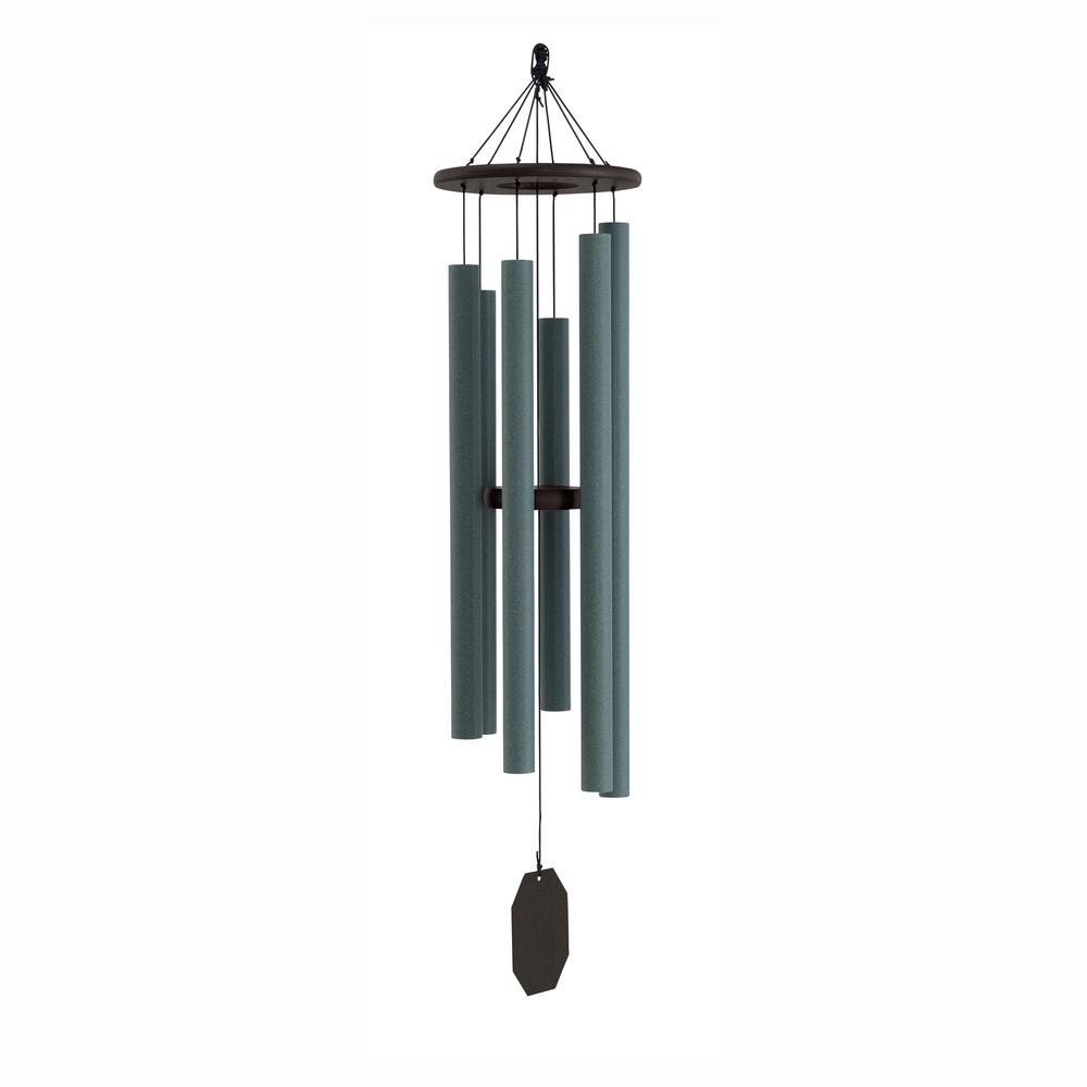 Wind Chime made with powder coated Aluminum tubes in Jade. Picture 1