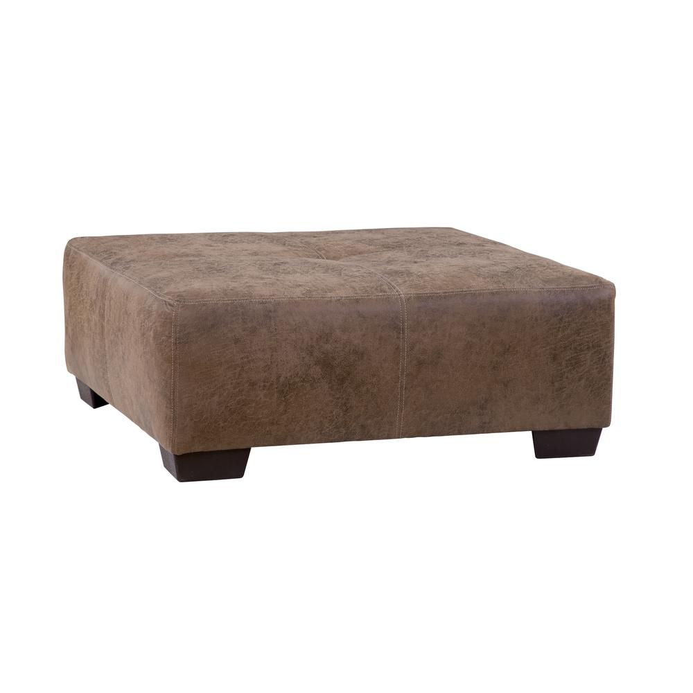 Square Arm Series Brown Upholstered Ottoman. Picture 1