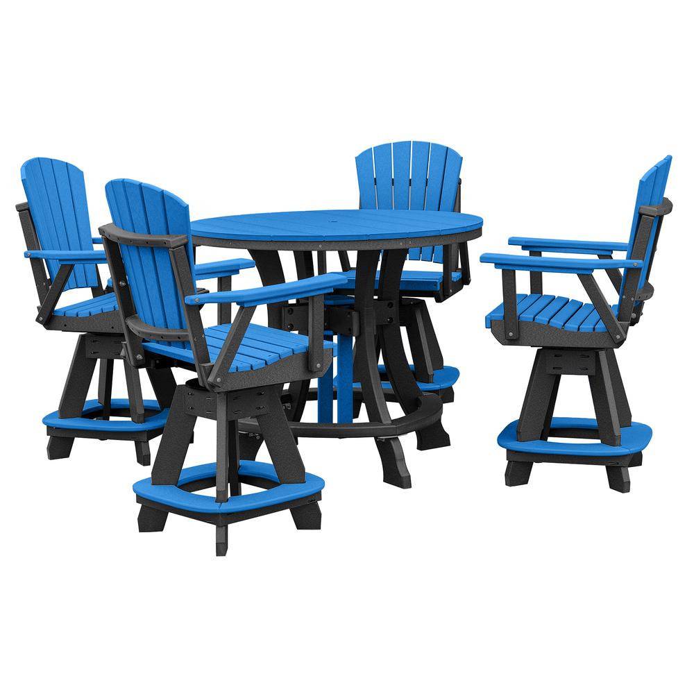 OS Home and Office Model CR130BBK-K Five Piece Round Counter Height Dining Set in Blue on a Black Base. Picture 2