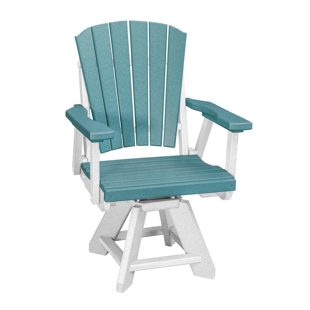 Dining Height Swivel Arm Chair in Aruba Blue with a White Base. Picture 1