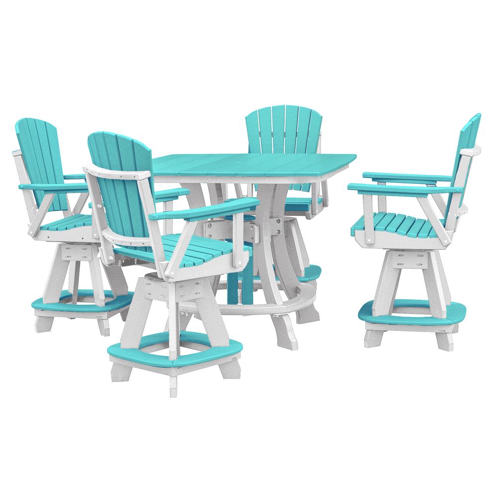 OS Home and Office Model CS130ARW-K Five Piece Square Counter Height Dining Set in Aruba Blue on a White Base. Picture 2