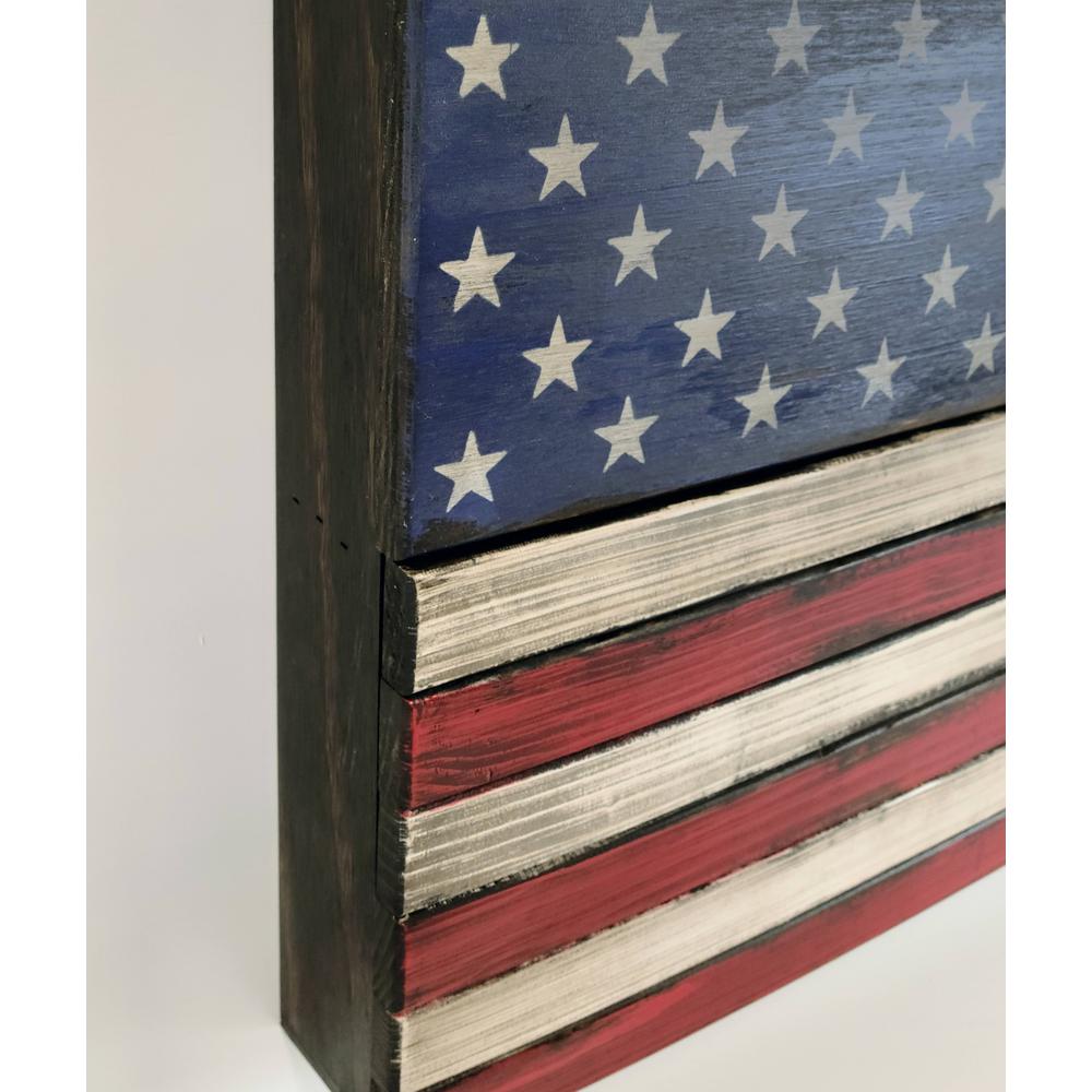 American Furniture Classics Model LRG2COMP Large American Flag Wall Hanging Gun Concealment with Two Secret Compartments. Picture 4