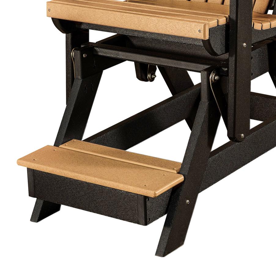 OS Home and Office Model 516CBK Fan Back Balcony Glider in Cedar with a Black Base, Made in the USA. Picture 4