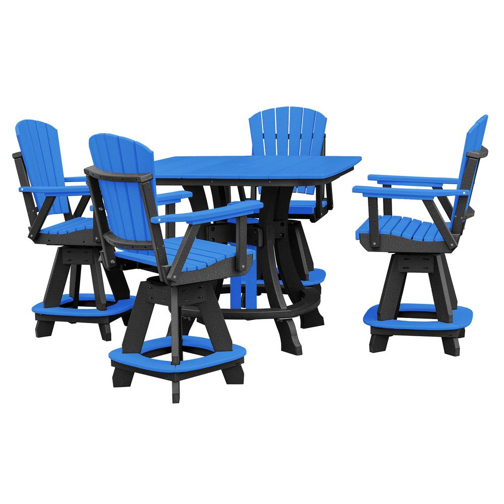 OS Home and Office Model CS130BBK-K Five Piece Square Counter Height Dining Set in Blue on a Black Base. Picture 2