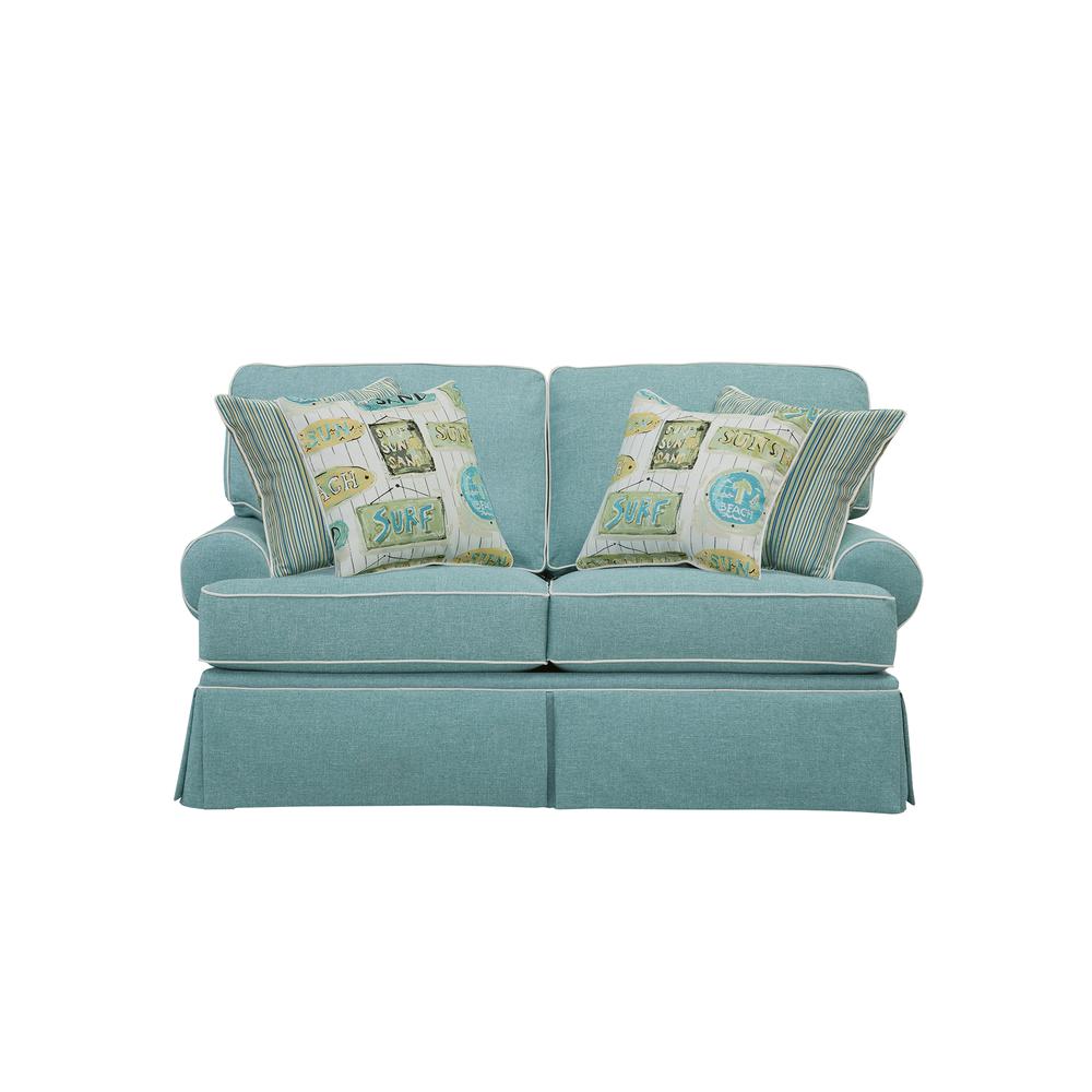 American Furniture Classics Loveseat with Four Accent Pillows. Picture 1
