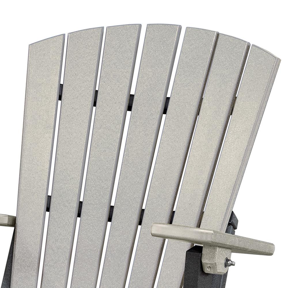 Fan Back Folding Adirondack Chair Made in the USA- Light Gray, Black. Picture 4